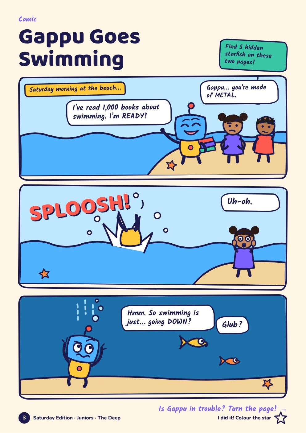 Sample page: Gappu goes swimming